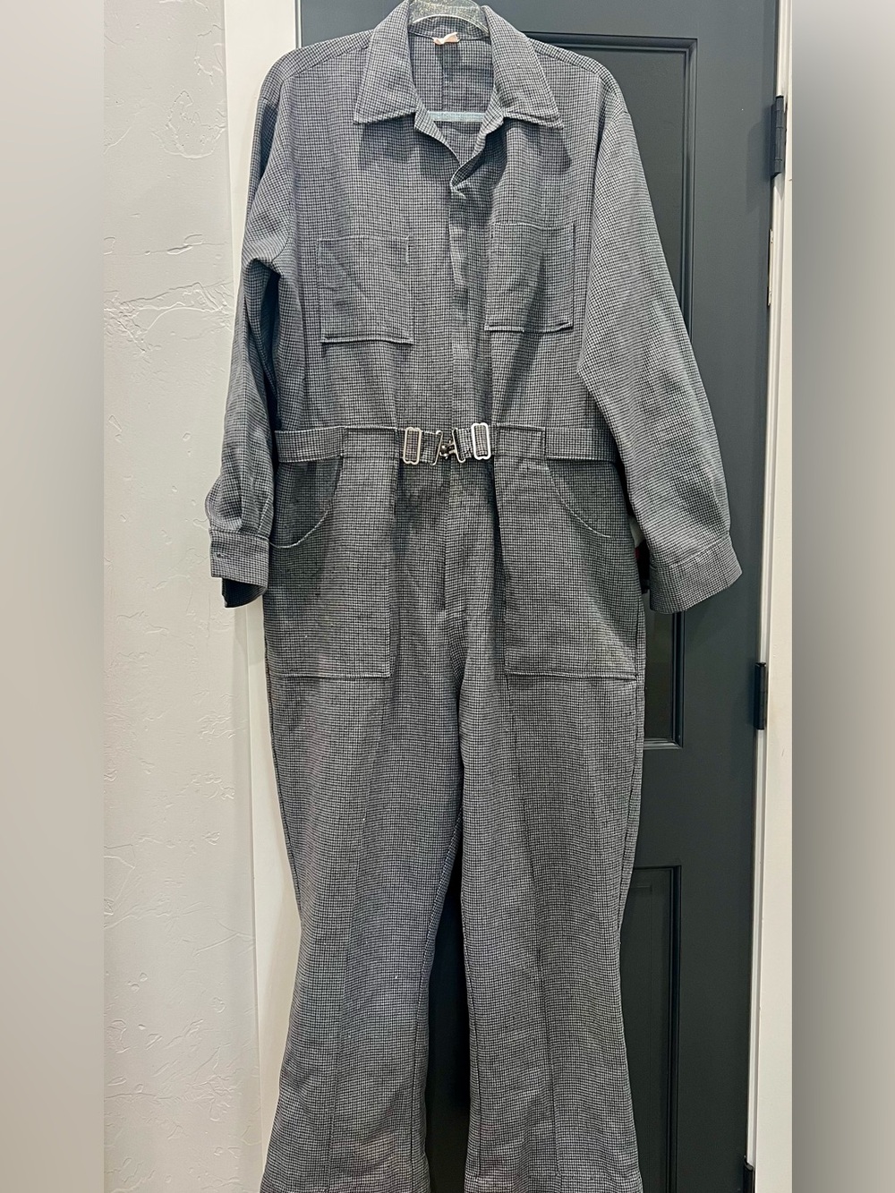Vintage Houndstooth Jumpsuit mechanic utility grunge One Piece Large